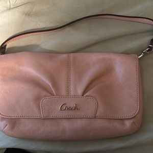 Coach wristlet in pink leather